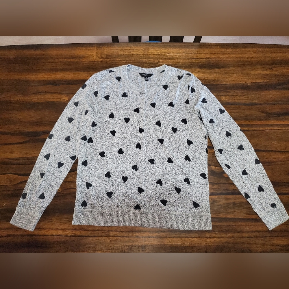 Lucky Brand Gray/Black Heart Sweater